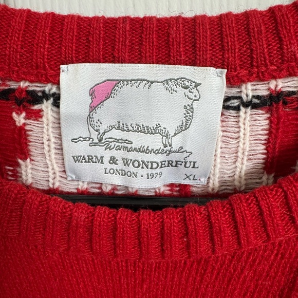 Rowing Blazers/Warm and Wonderful Diana Red Sheep Pattern Sweater - Picture 3 of 13